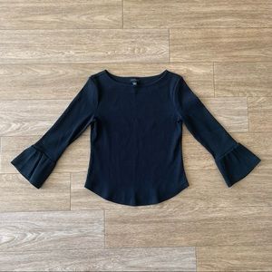 Ann Taylor Black Three-Quarter Sleeve Top